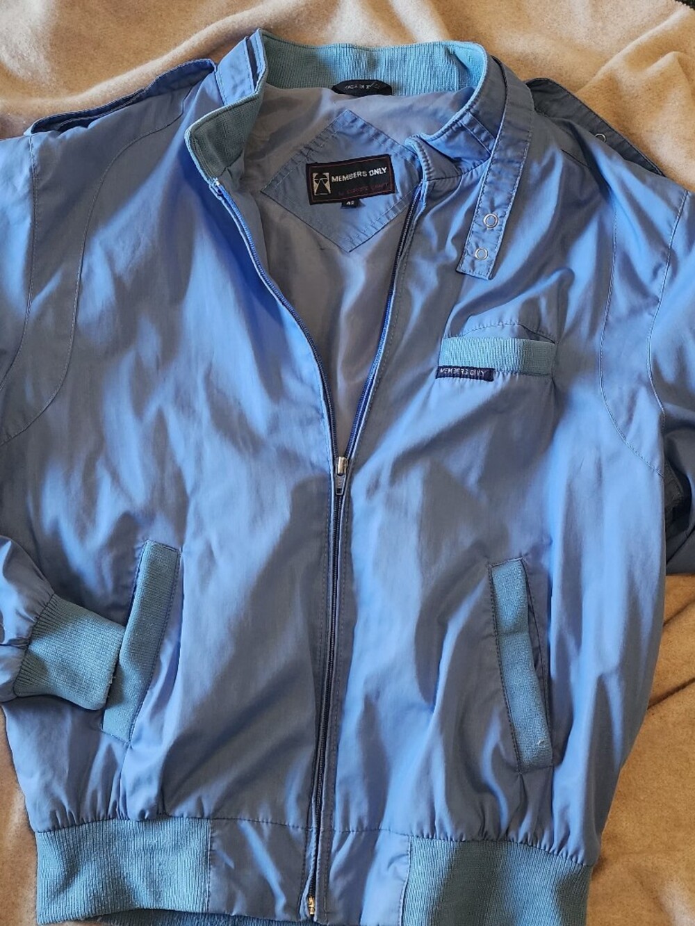 Members Only Blue Zip-Up Mens Jacket